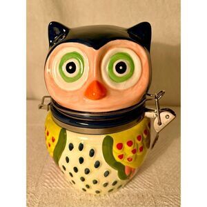 Boston Warehouse Hinged Ceramic Jar Artsy Owl Collection Hand-Painted